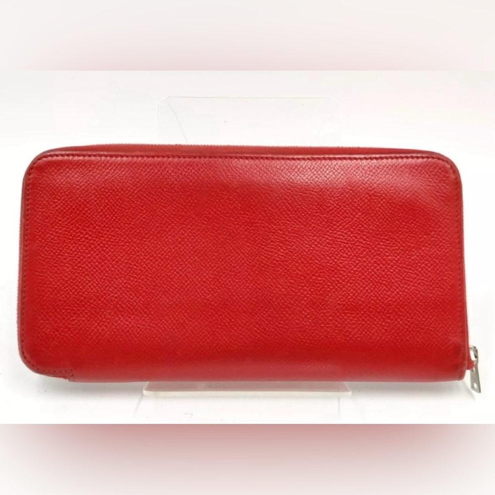 HERMES Red Long Zippy Leather Wallet | EUC